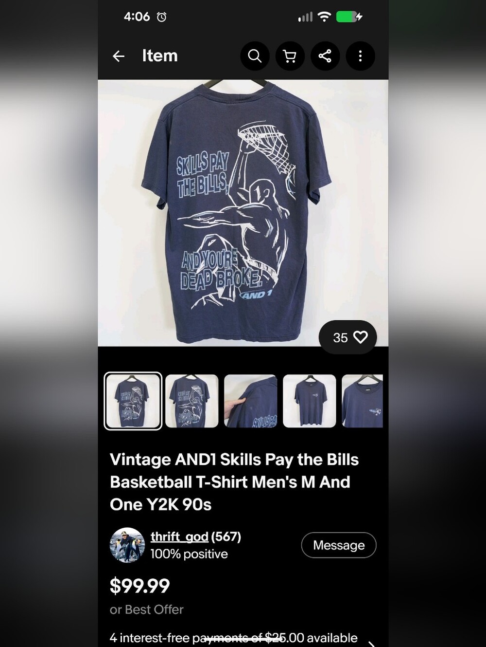 🏀 AND1 🏀 Vintage Y2K   "All-Over Print" (AOP) Streetball T-shirt (Unworn) - Picture 11 of 12